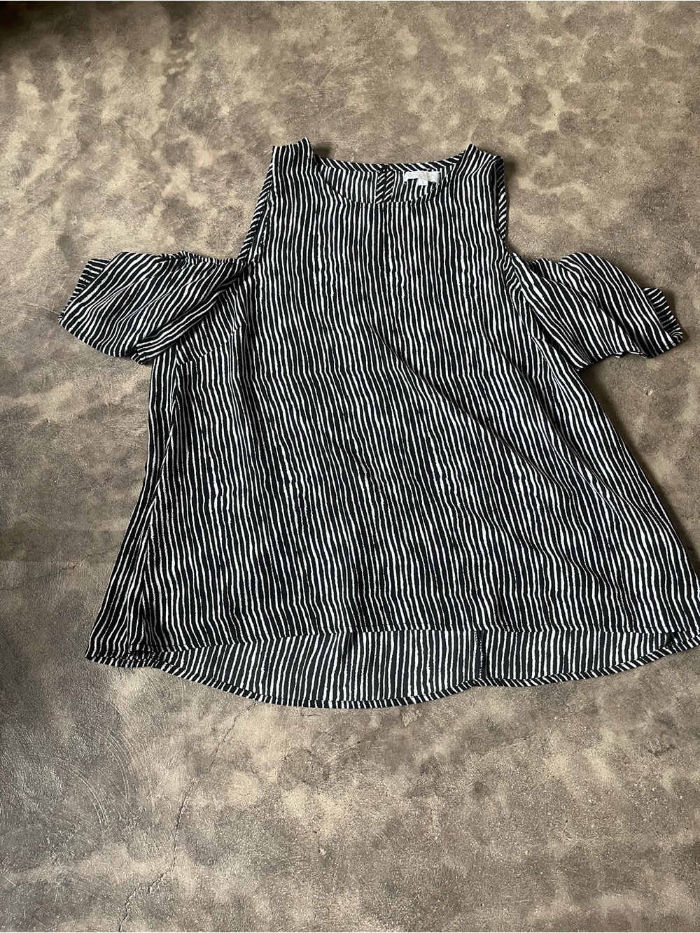 Mud Pie Black & White Striped Cold-Shoulder Tunic
